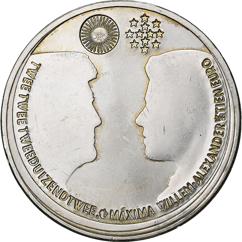 Netherlands, Beatrix, 10 Euro, 2002, Utrecht, Silver, AU(55-58)