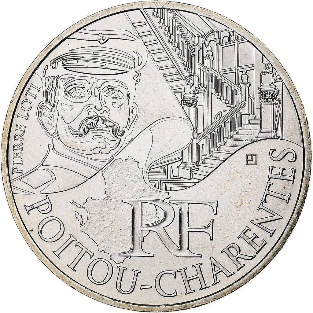 France, 10 Euro, Poitou-Charentes, 2012, Pessac, Silver, MS(63)