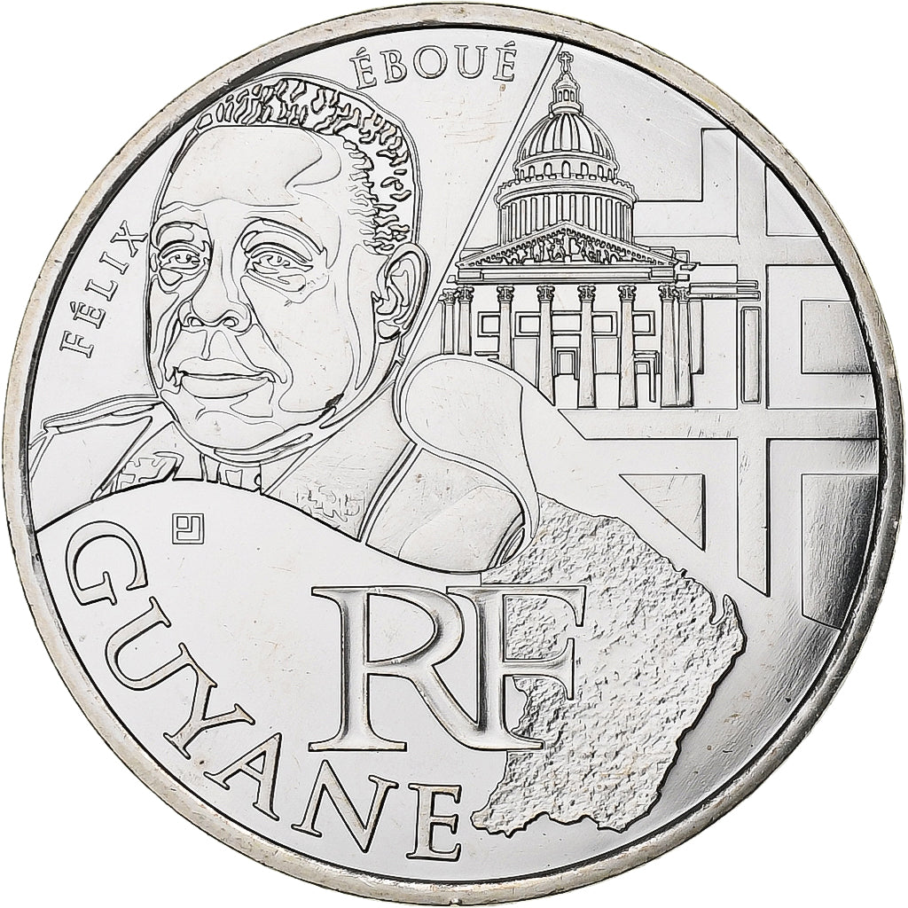 Francja, 10 Euro, Guyane, 2012, Pessac, Srebro, MS(65-70)