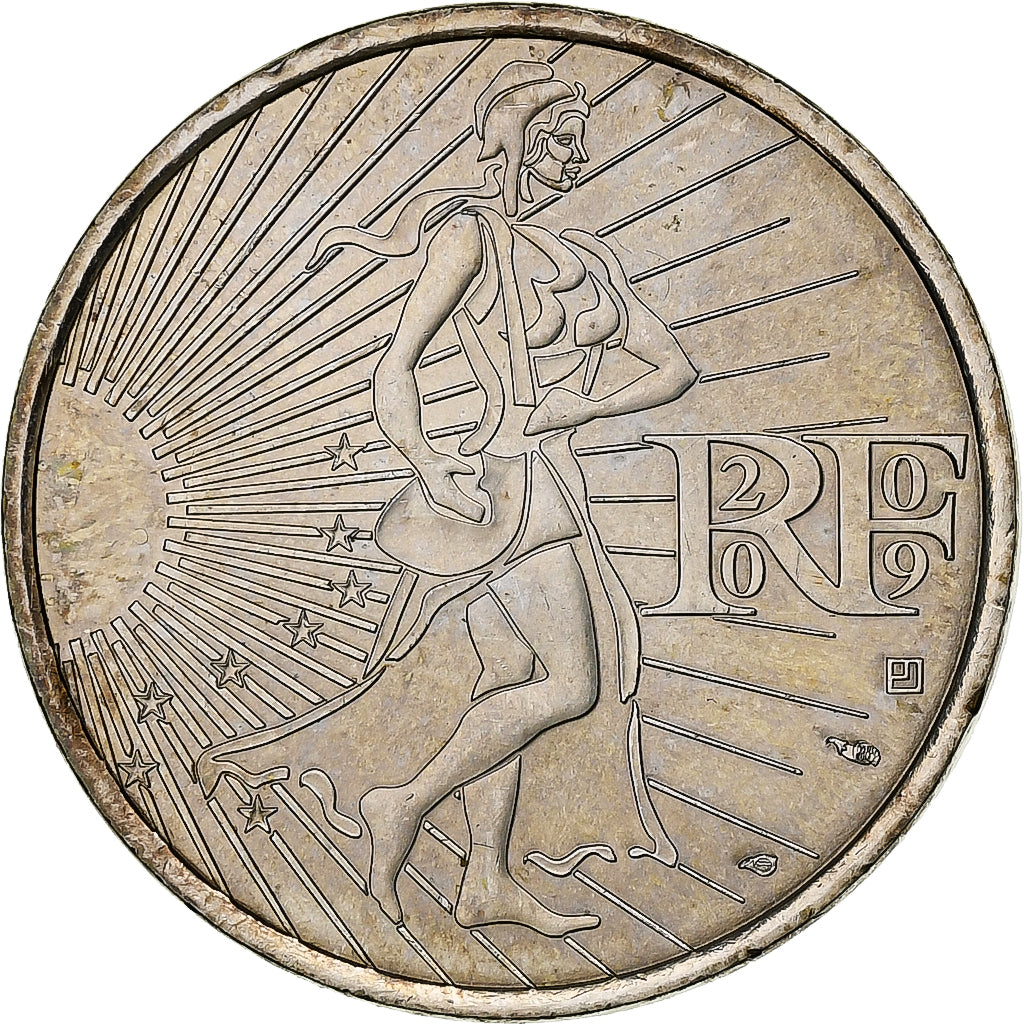 Francja, 10 Euro, Semeuse, 2009, Pessac, Srebro, MS(60-62)