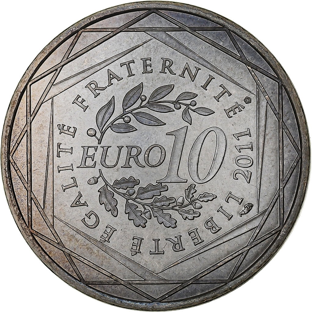 Francja, 10 Euro, Île-de-France, 2011, Pessac, Srebro, MS(63)
