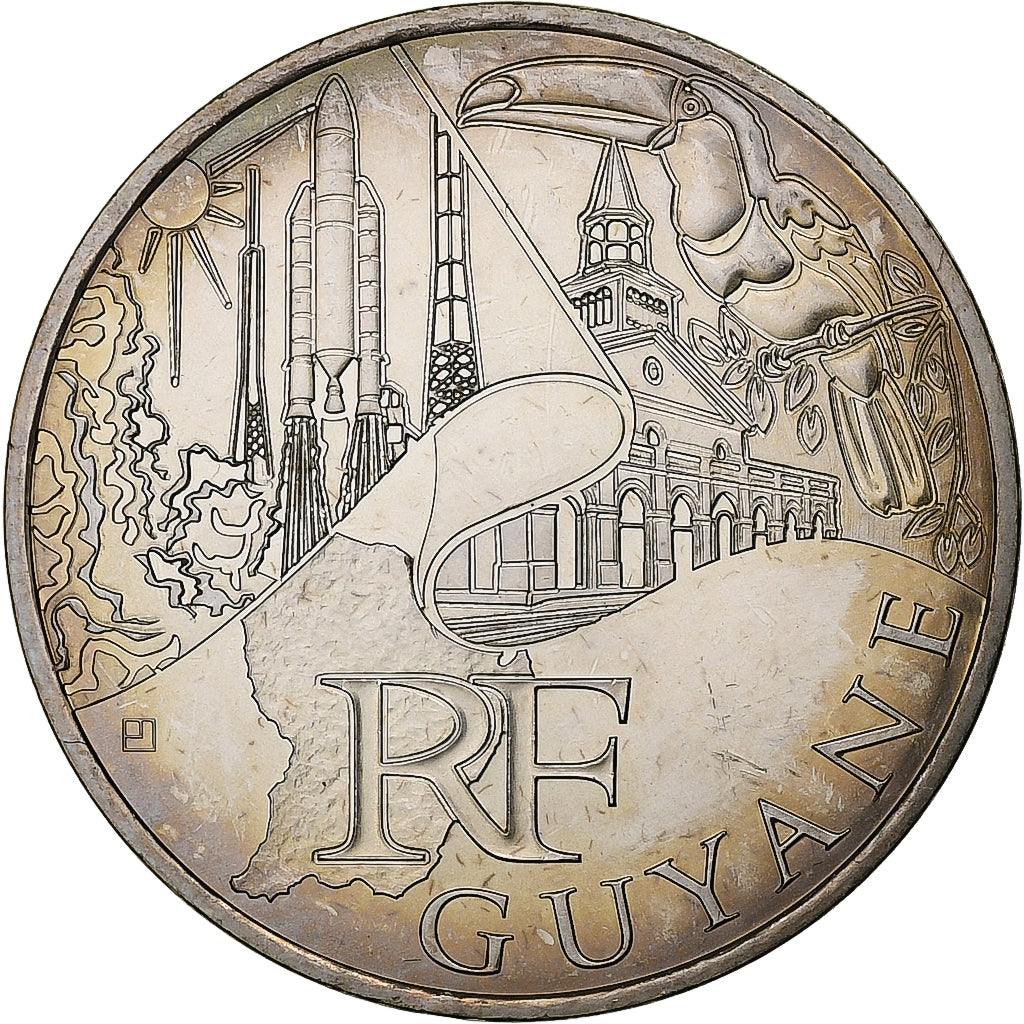 France, 10 Euro, Guyane, 2011, Pessac, Silver, MS(60-62)
