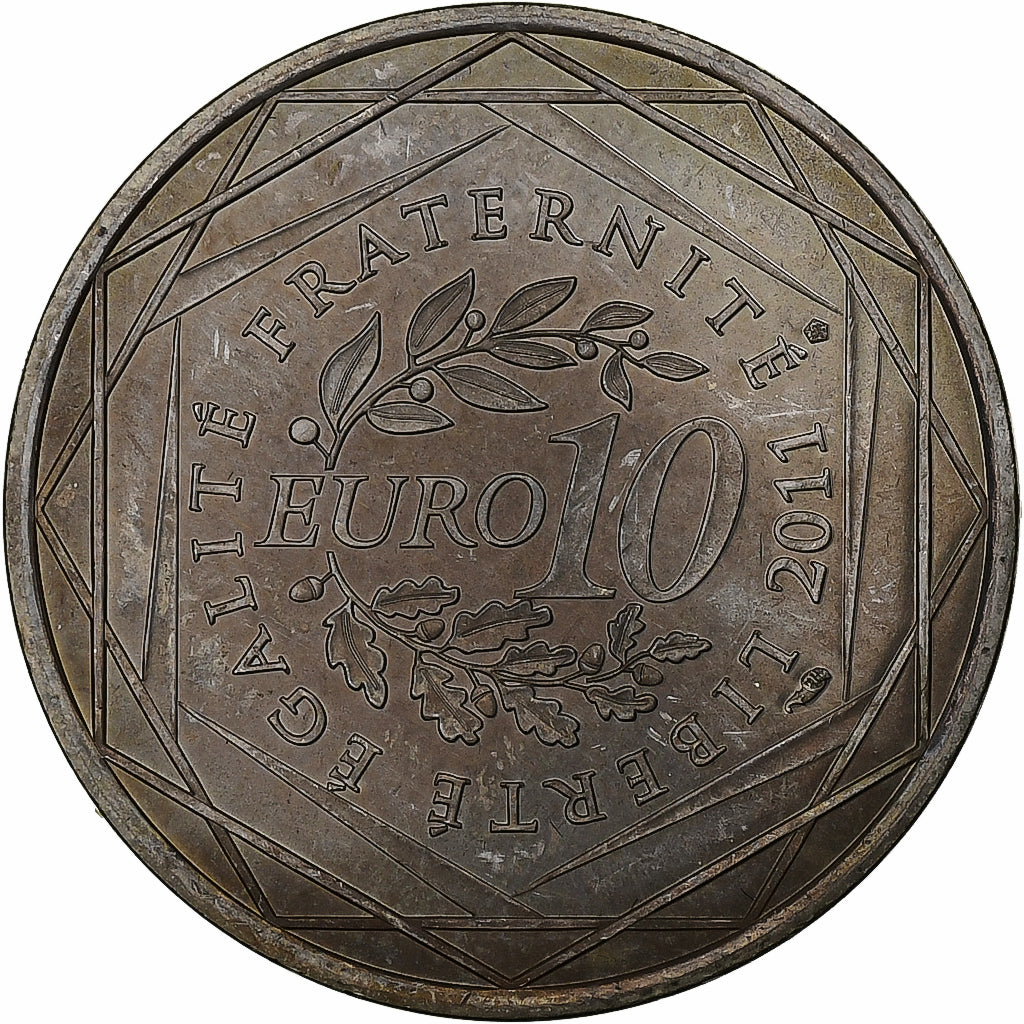 France, 10 Euro, Guadeloupe, 2011, Pessac, Silver, MS(60-62)