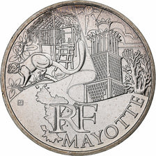 France, 10 Euro, Mayotte, 2011, Pessac, Silver, MS(60-62)