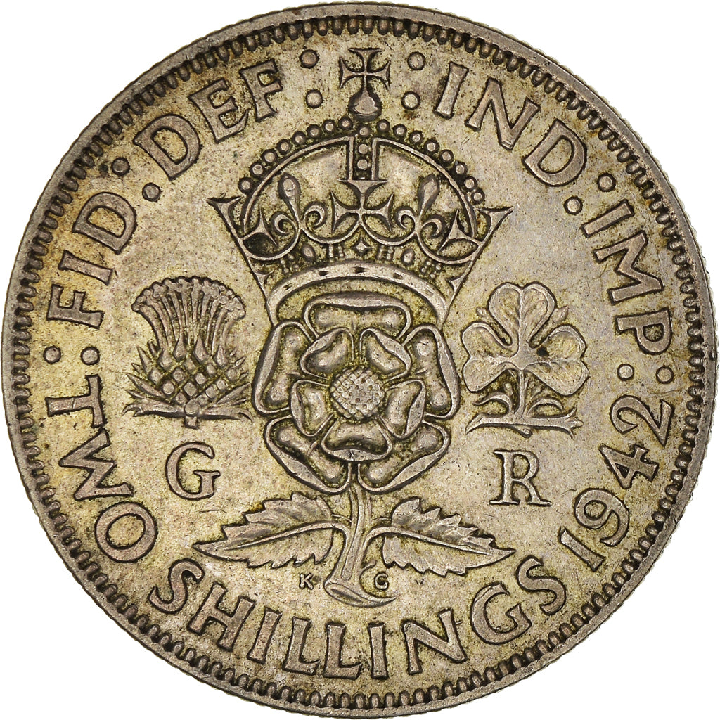 Monnaie, Grande-Bretagne, George VI, Two Shillings, 1942, British Royal Mint