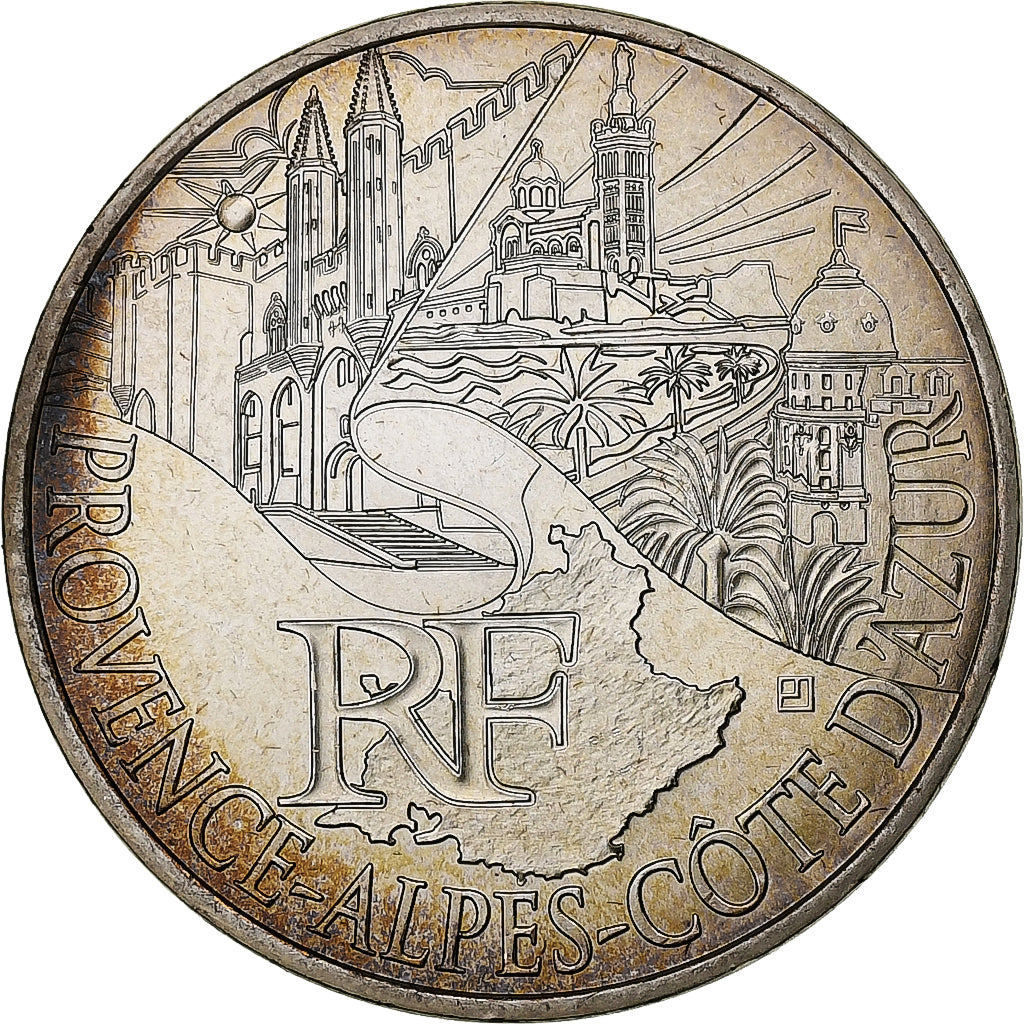France, 10 Euro, Provence-Alpes-Côte d'Azur, 2011, Pessac, Silver, MS(60-62)