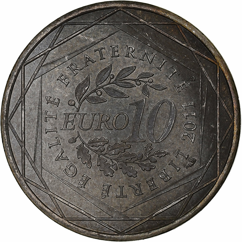France, 10 Euro, Provence-Alpes-Côte d'Azur, 2011, Pessac, Silver, MS(60-62)