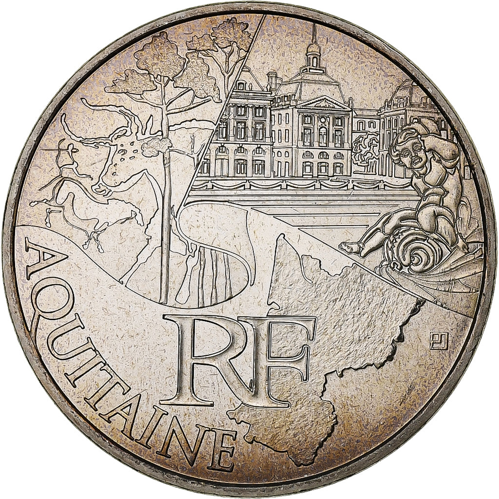 Francja, 10 Euro, Aquitaine, 2011, Pessac, Srebro, MS(60-62)