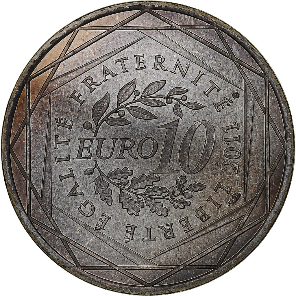 Francja, 10 Euro, Aquitaine, 2011, Pessac, Srebro, MS(60-62)