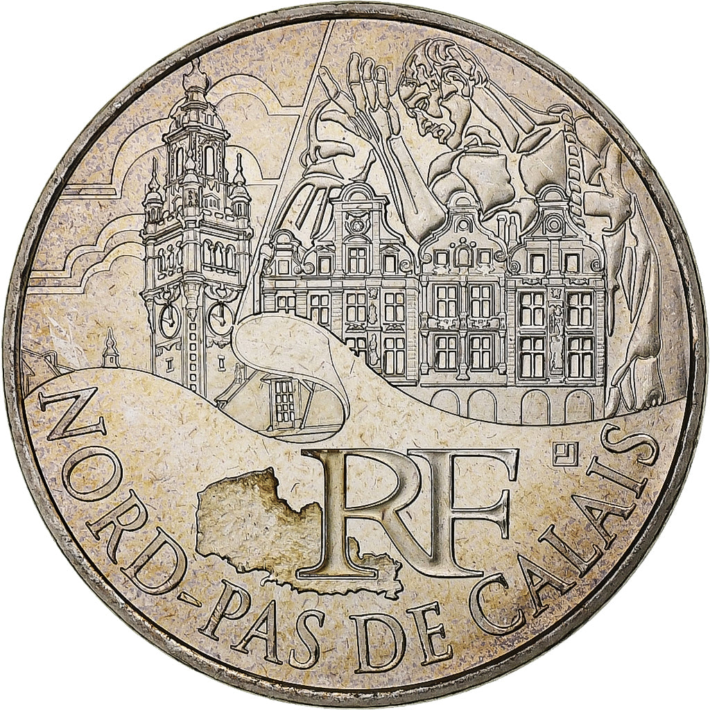 Francja, 10 Euro, Nord-Pas-de-Calais, 2011, Pessac, Srebro, MS(60-62)