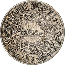 Morocco, Mohammed V, 5 Francs, AH 1352/1933, Paris, Silver, VF(20-25)