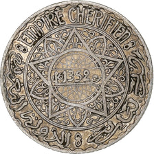 Morocco, Mohammed V, 5 Francs, AH 1352/1933, Paris, Silver, VF(20-25)