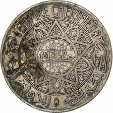 Morocco, Mohammed V, 10 Francs, AH 1352/1933, Paris, Silver, VF(30-35)