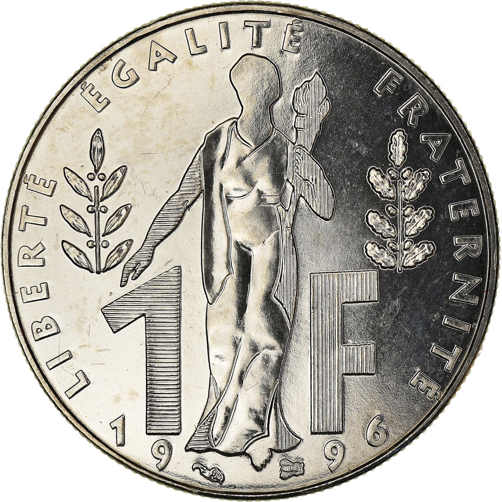 Coin, France, Jacques Rueff, Franc, 1996, Paris, MS(63), Nickel, KM:1160
