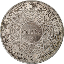 Morocco, Mohammed V, 20 Francs, AH 1352/1933, Paris, Silver, AU(50-53)