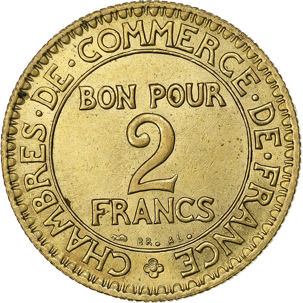 France, 2 Francs, Chambre de commerce, 1924, Paris, Cupro-Aluminium, AU(50-53)