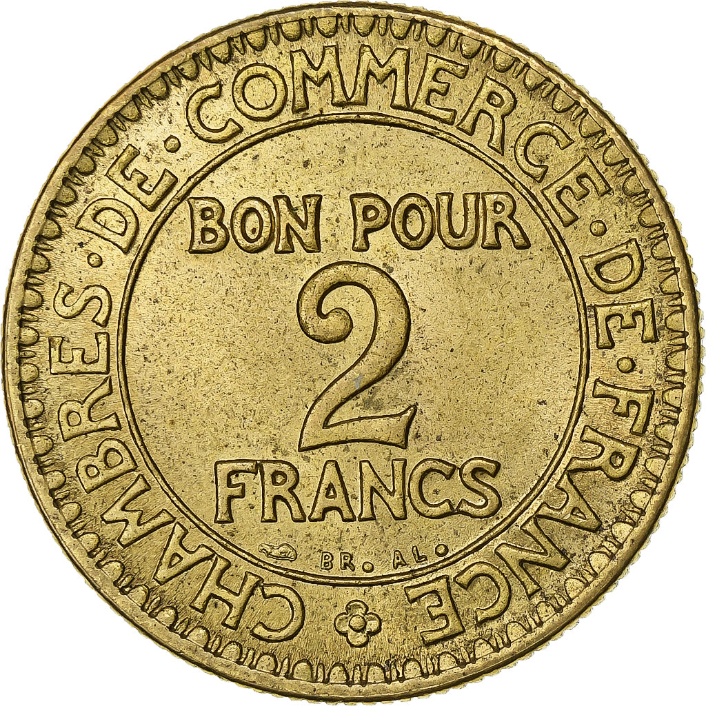 France, 2 Francs, Chambre de commerce, 1924, Paris, Cupro-Aluminium, AU(50-53)