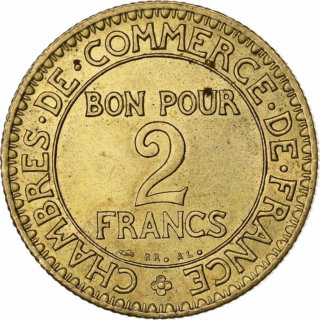 France, 2 Francs, Chambre de commerce, 1922, Paris, Cupro-Aluminium, EF(40-45)