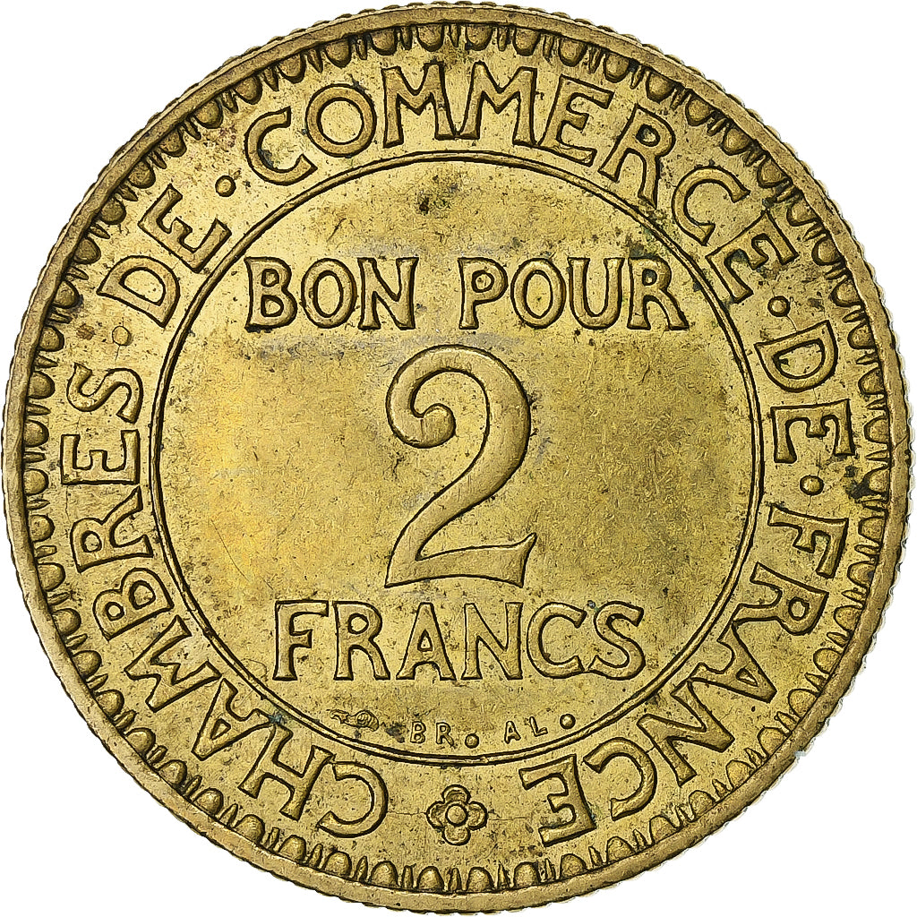 France, 2 Francs, Chambre de commerce, 1922, Paris, Cupro-Aluminium, AU(50-53)