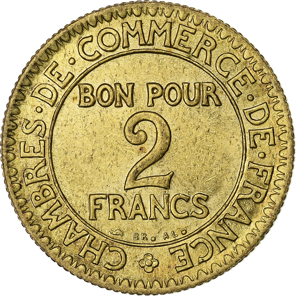 France, 2 Francs, Chambre de commerce, 1922, Paris, Cupro-Aluminium, AU(50-53)