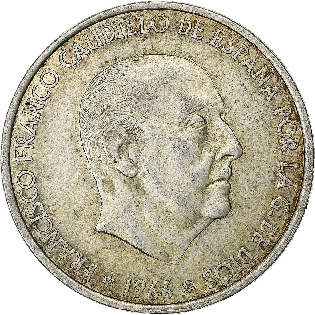 Spain, Francisco Franco, 100 Pesetas, 1966, Madrid, Silver, EF(40-45)