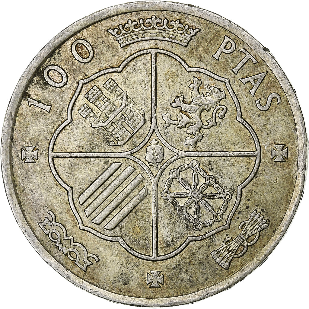 Spain, Francisco Franco, 100 Pesetas, 1966, Madrid, Silver, EF(40-45)