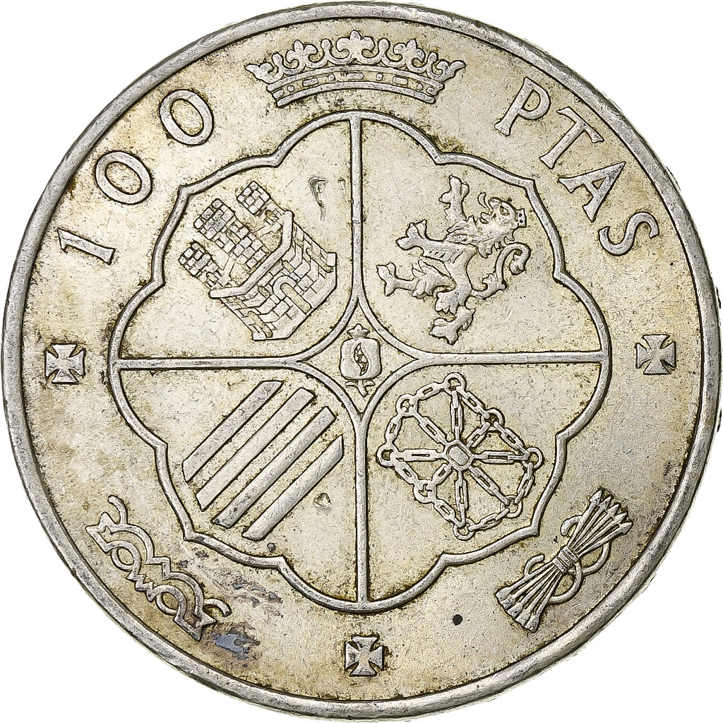 Spain, Francisco Franco, 100 Pesetas, 1968, Madrid, Silver, EF(40-45)