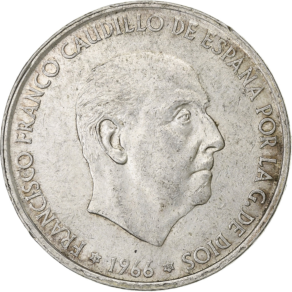 Spain, Francisco Franco, 100 Pesetas, 1968, Madrid, Silver, EF(40-45)