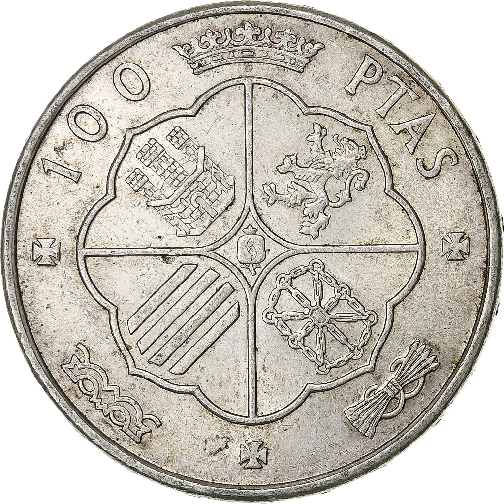 Spain, Francisco Franco, 100 Pesetas, 1968, Madrid, Silver, EF(40-45)