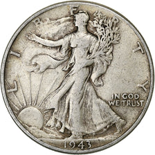 United States, Walking Liberty Half Dollar, 1943, Philadelphia, Silver