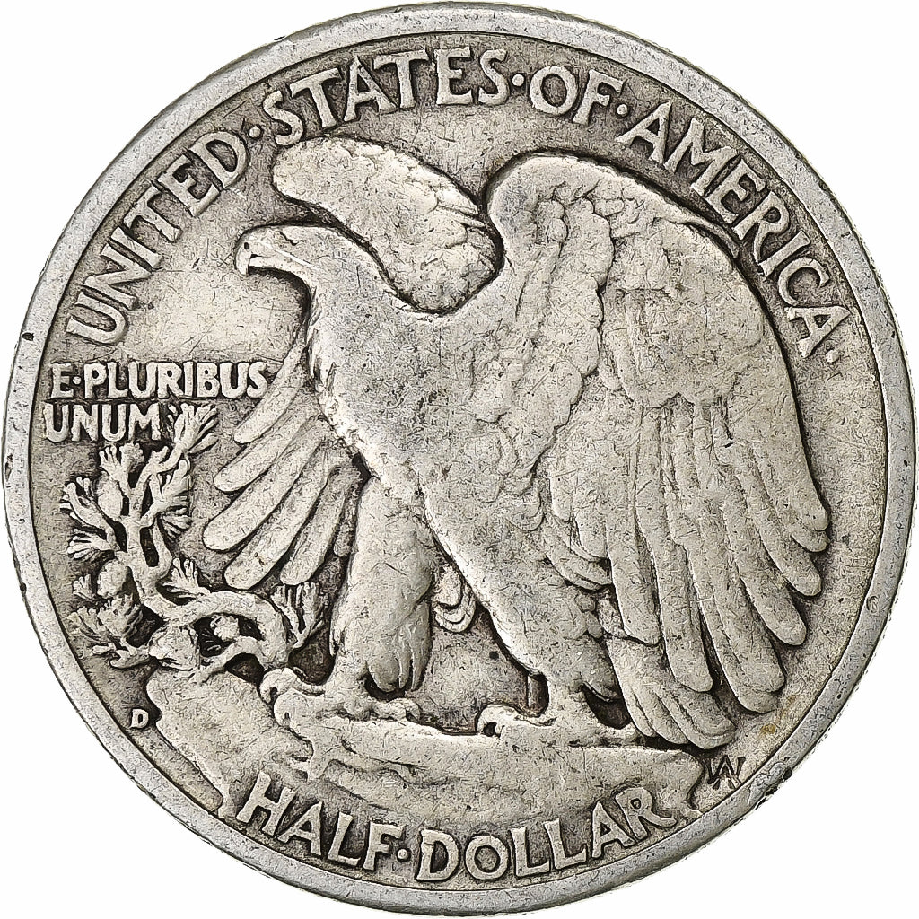 United States, Walking Liberty Half Dollar, 1945, Denver, Silver, VF(20-25)