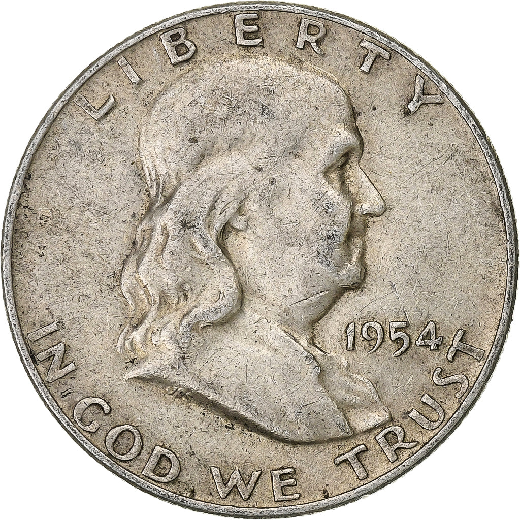 United States, Half Dollar, Franklin, 1954, Denver, Silver, VF(20-25)