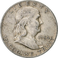United States, Half Dollar, Franklin, 1954, Denver, Silver, VF(20-25)