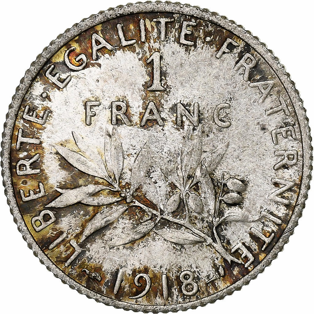 Francja, Franc, Semeuse, 1918, Paris, Srebro, VF(30-35)