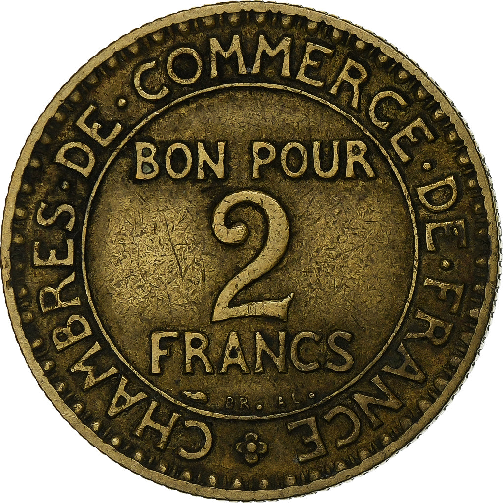France, 2 Francs, Chambre de commerce, 1927, Paris, Cupro-Aluminium, VF(30-35)