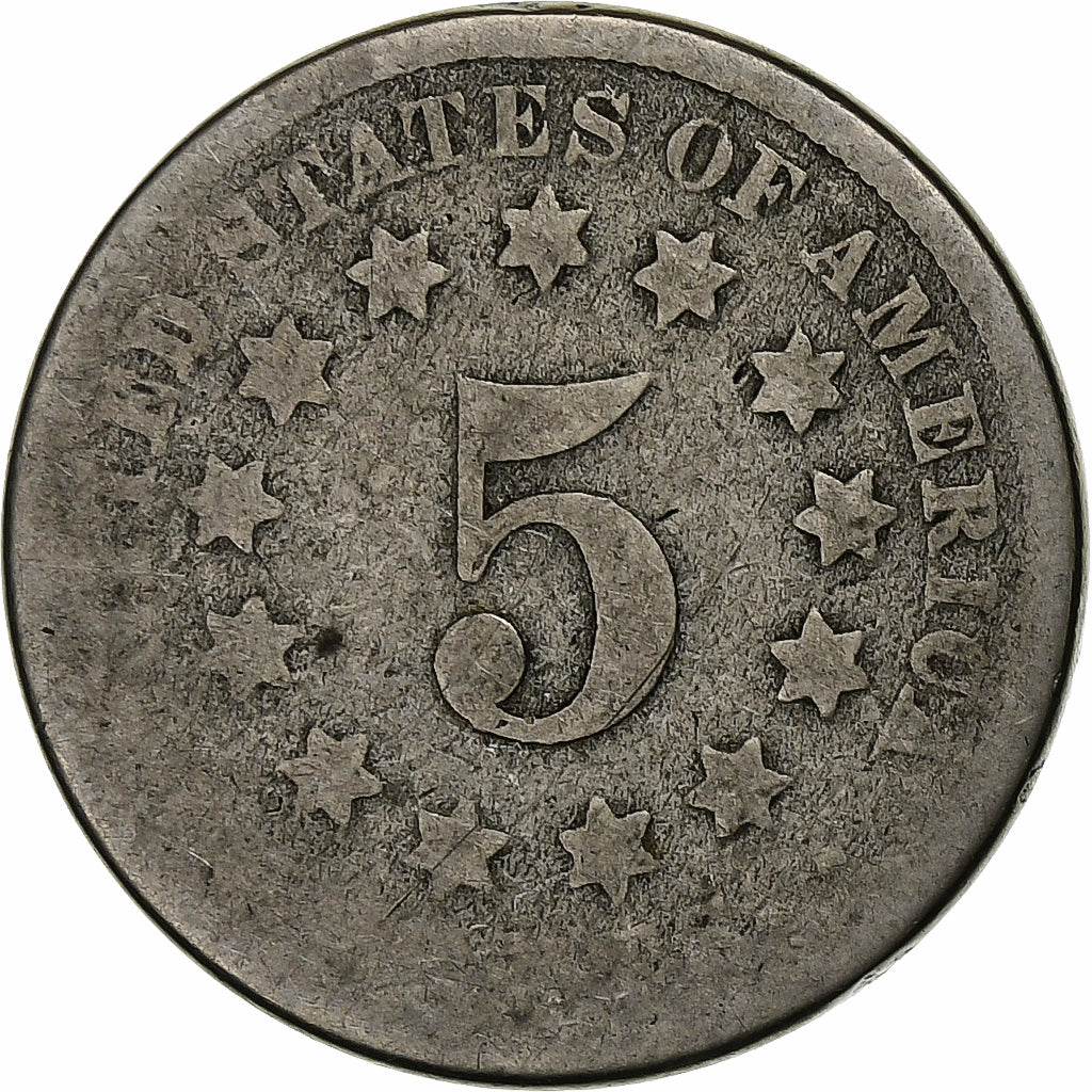 Estados Unidos, 5 Cents, Shield Nickel, Philadelphia, Cobre - níquel, BC