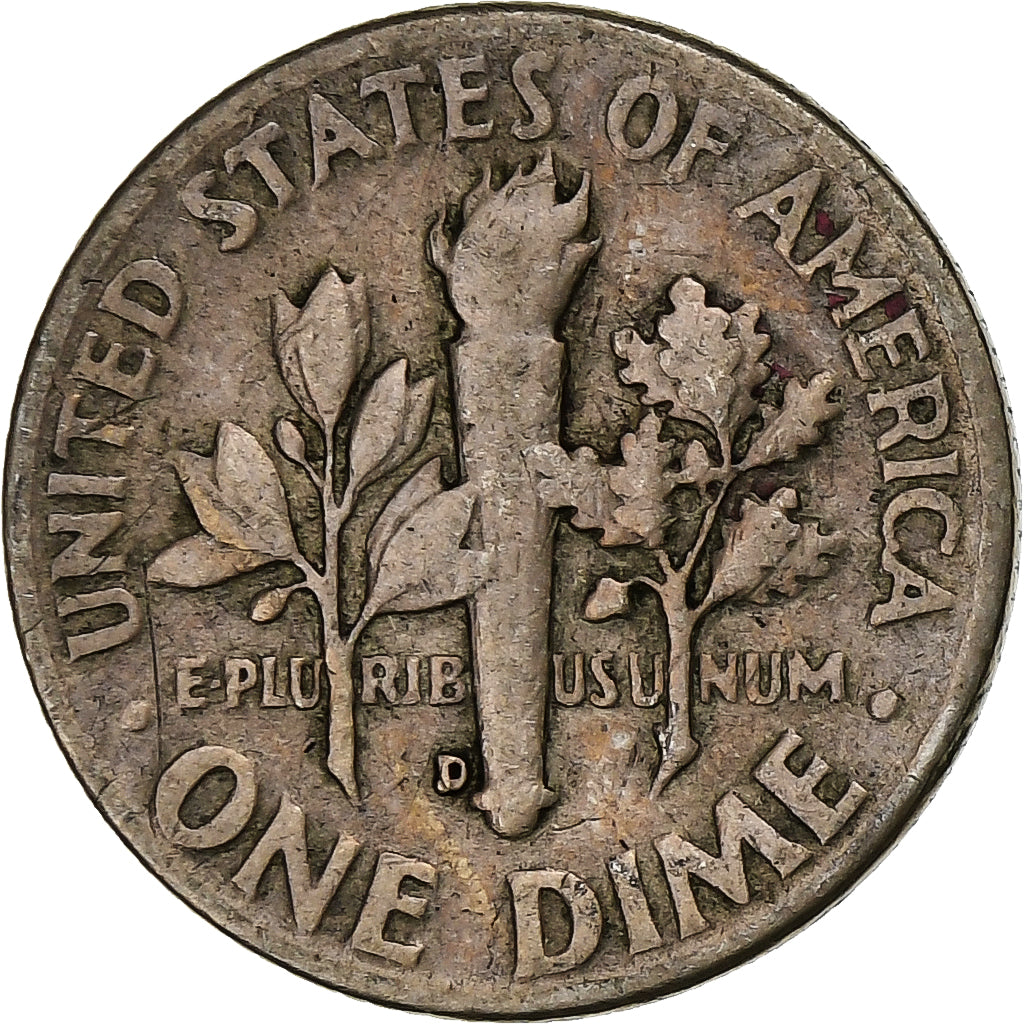 Estados Unidos, Dime, Roosevelt, 1956, Denver, Plata, BC+