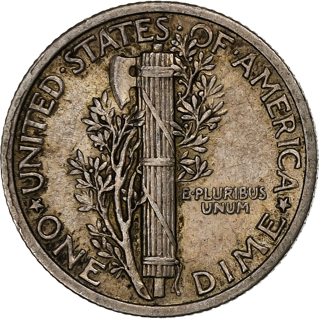 États-Unis, Dime, Mercury, 1924, Philadelphie, Argent, TB+
