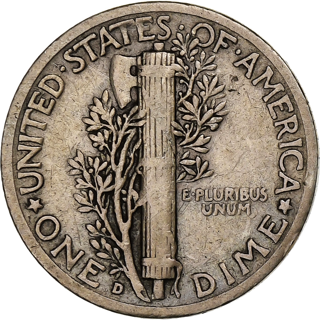 États-Unis, Dime, Mercury, 1940, Denver, Argent, TB