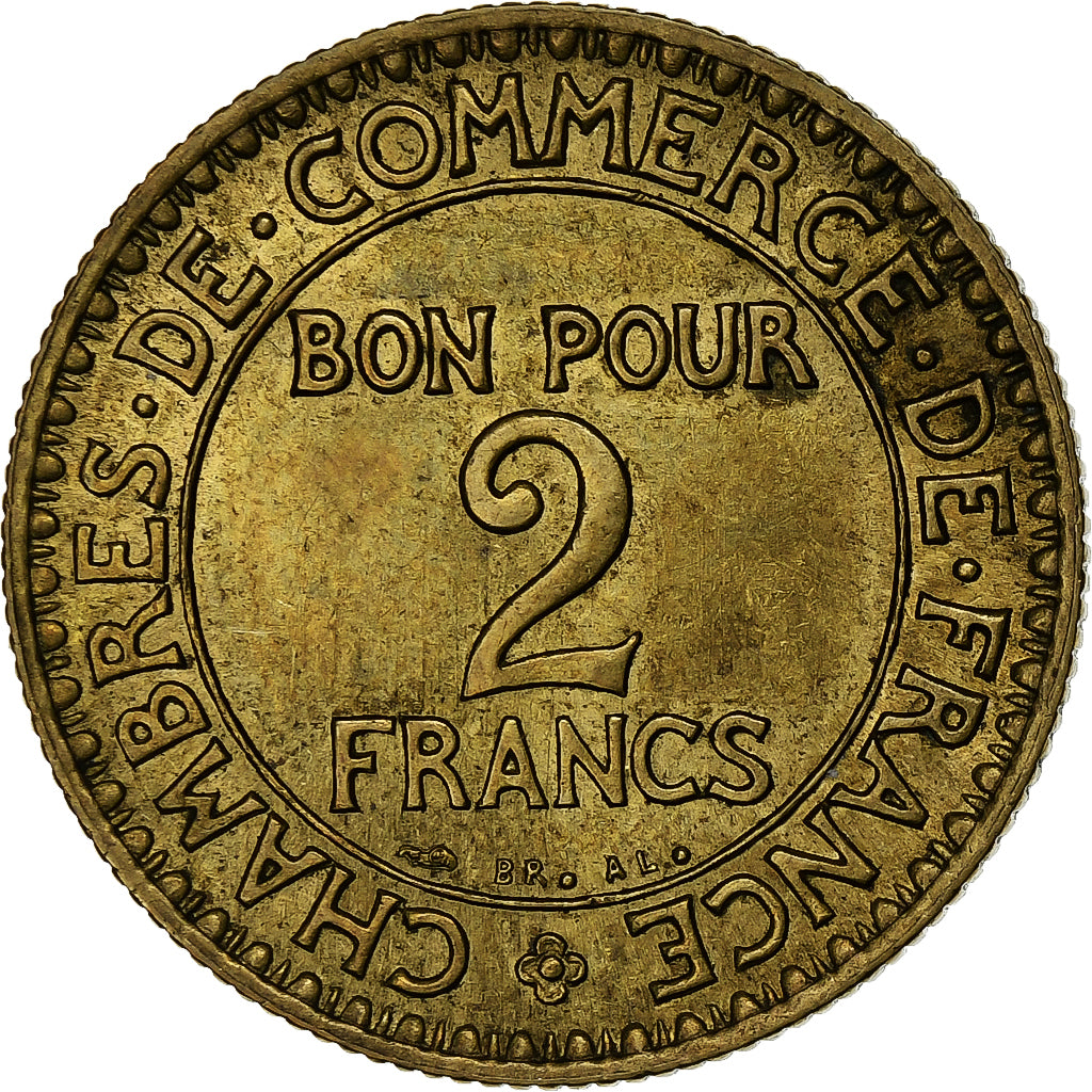 France, 2 Francs, Chambre de commerce, 1923, Paris, Cupro-Aluminium, AU(50-53)