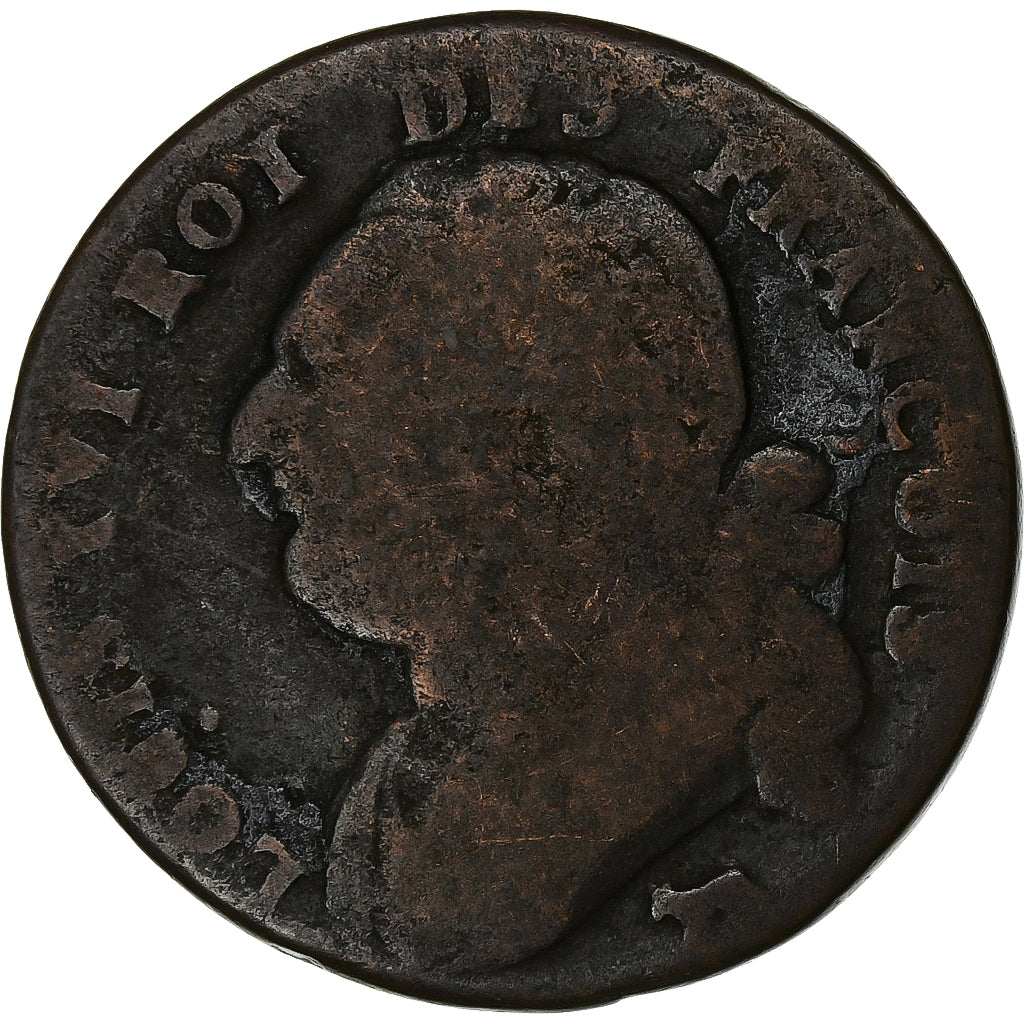 France, Louis XVI, 12 Deniers, 1793, Pau, Copper, F(12-15), Gadoury:15