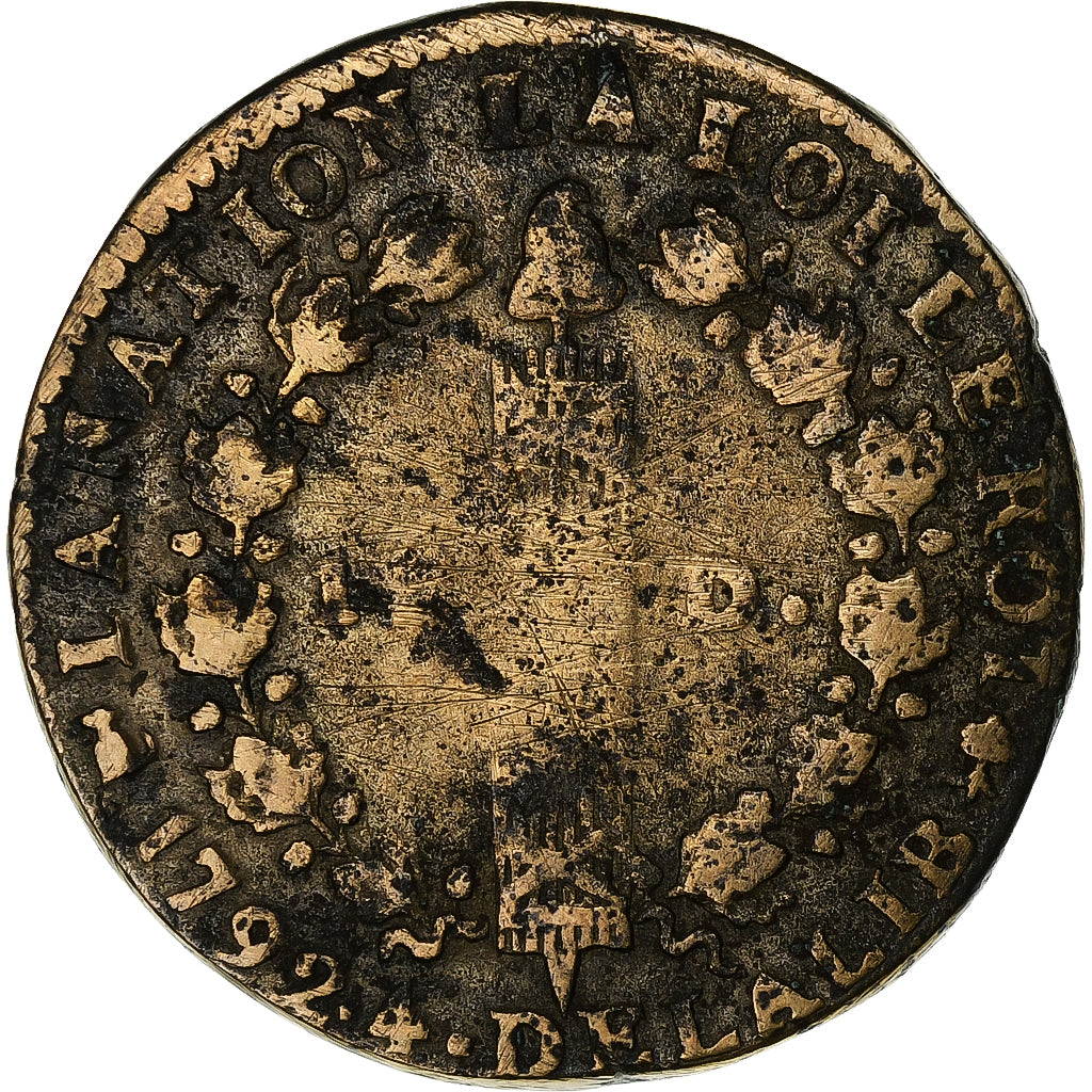 France, Louis XVI, 12 Deniers, 1792 / AN 4, Nantes, Copper, VF(20-25)