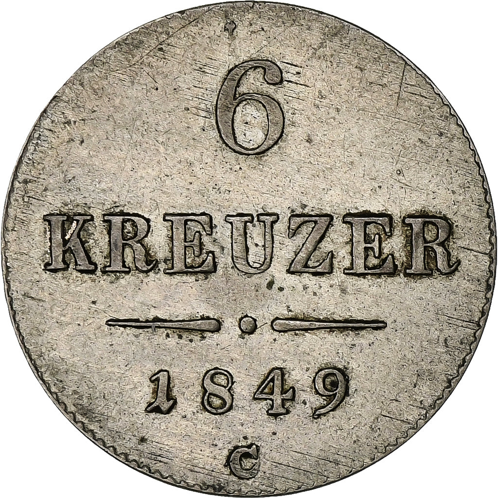 Austria, Francis Joseph I, 6 Kreuzer, 1849-1851, Vienna, Billon, AU(55-58)