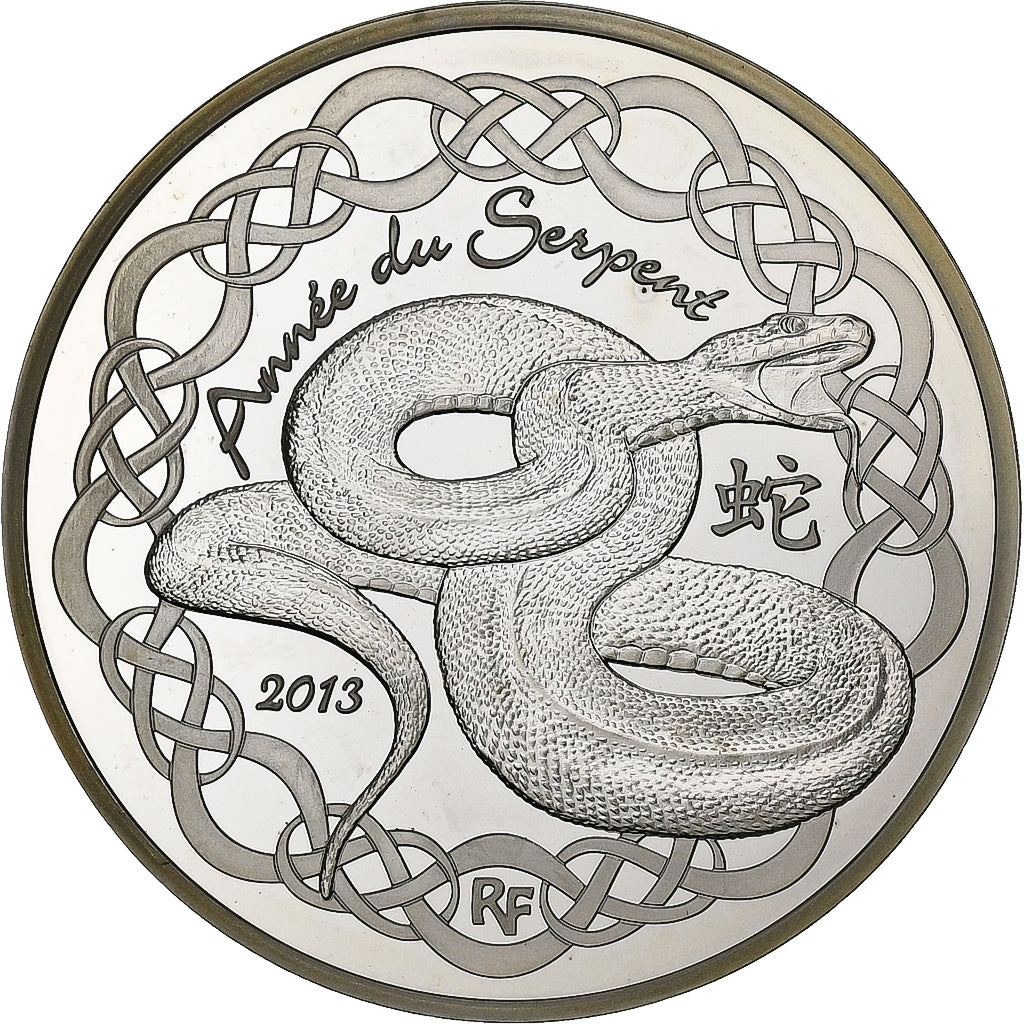 Francja, 10 Euro, Year of the Snake, Proof, 2013, Pessac, Srebro, MS(64)