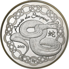 Francja, 10 Euro, Year of the Snake, Proof, 2013, Pessac, Srebro, MS(64)