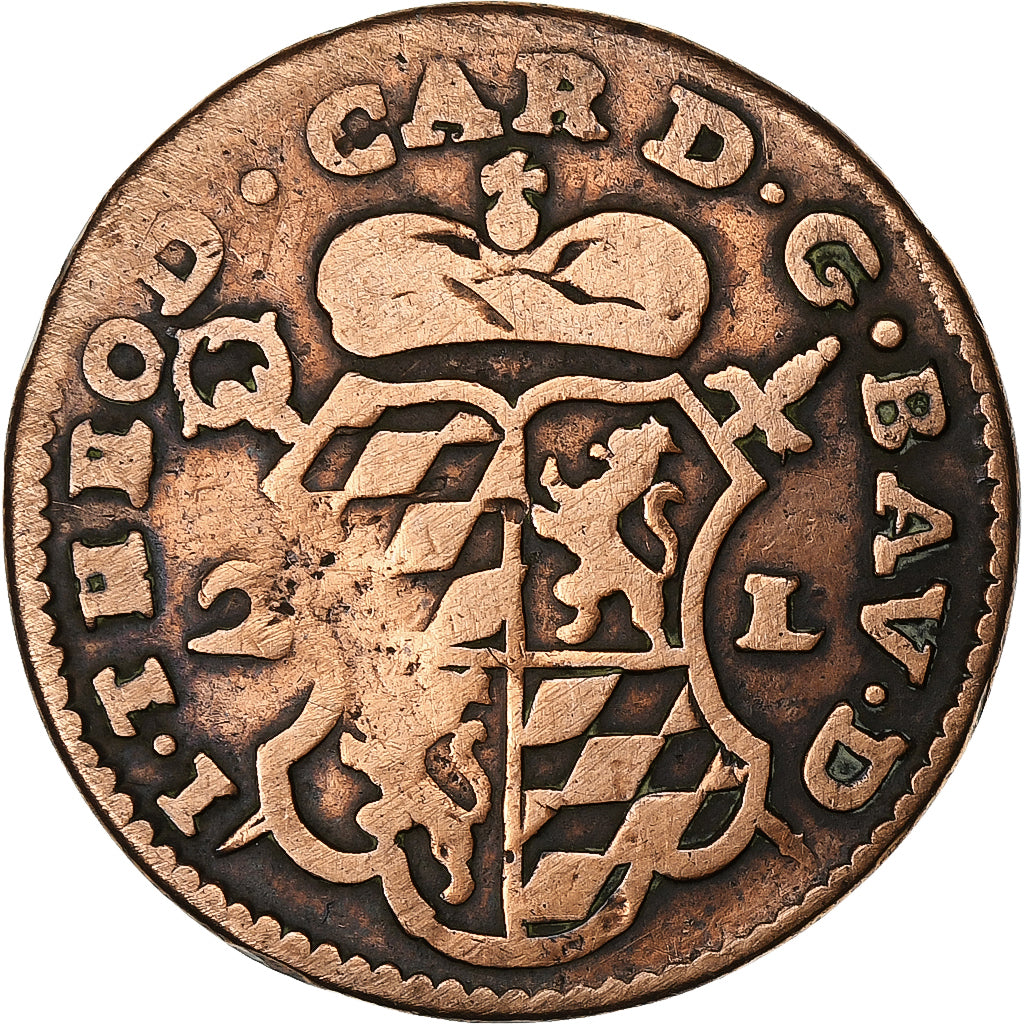 Prince-Bishopric of Liège, John Theodore, 2 Liards, 1751, Liege, Copper