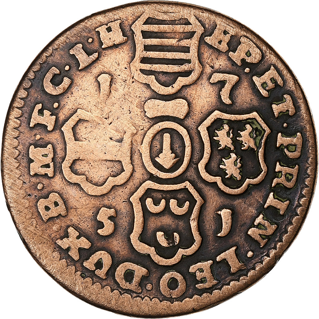 Prince-Bishopric of Liège, John Theodore, 2 Liards, 1751, Liege, Copper