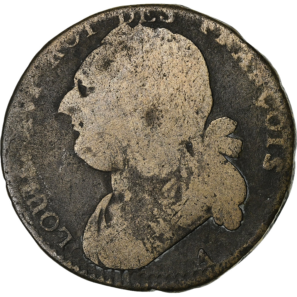 Francia, Louis XVI, 12 Deniers, 1792 / AN 4, Paris, Métal de cloche, BC+