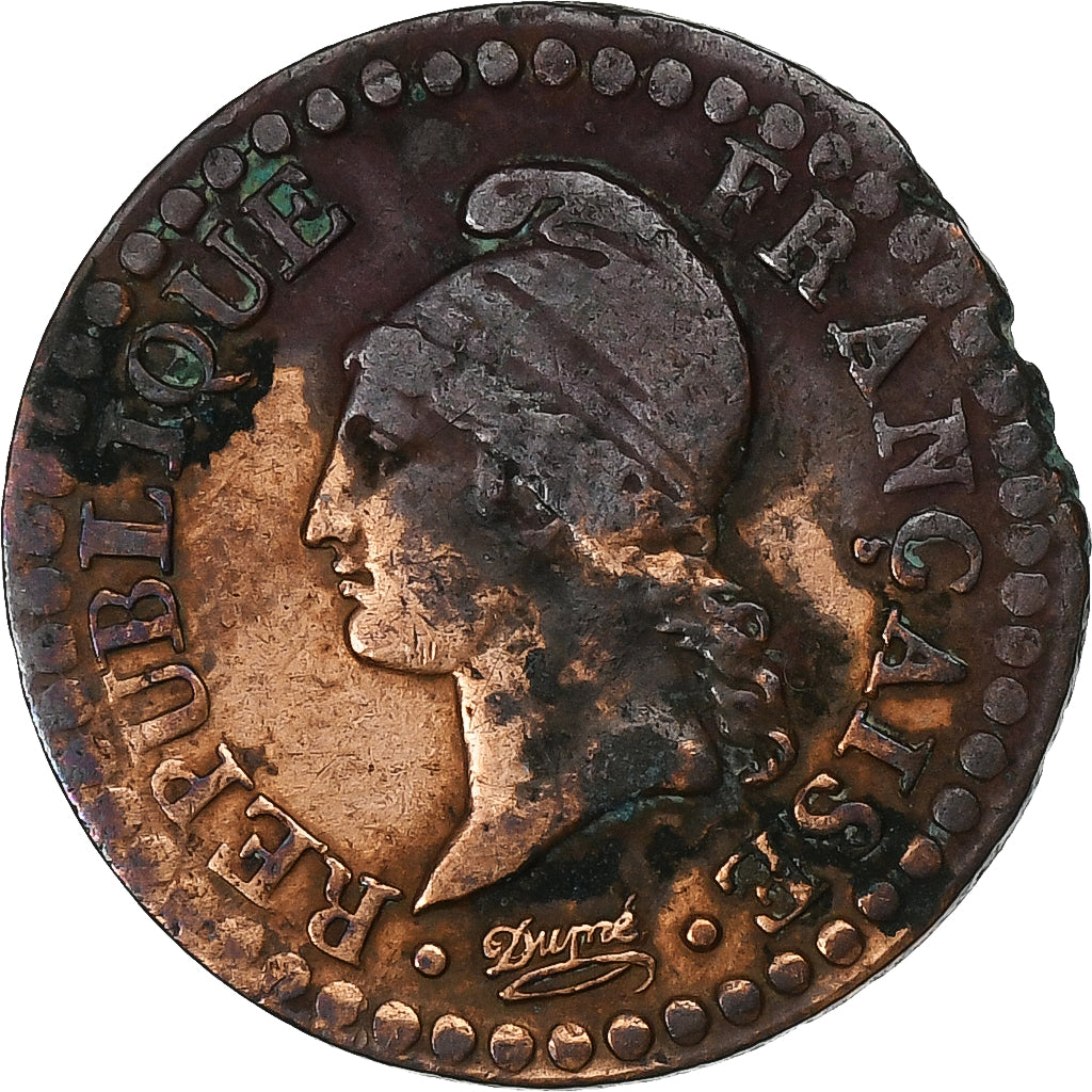 Francja, Centime, Dupré, AN 6, Paris, Miedź, VF(30-35)