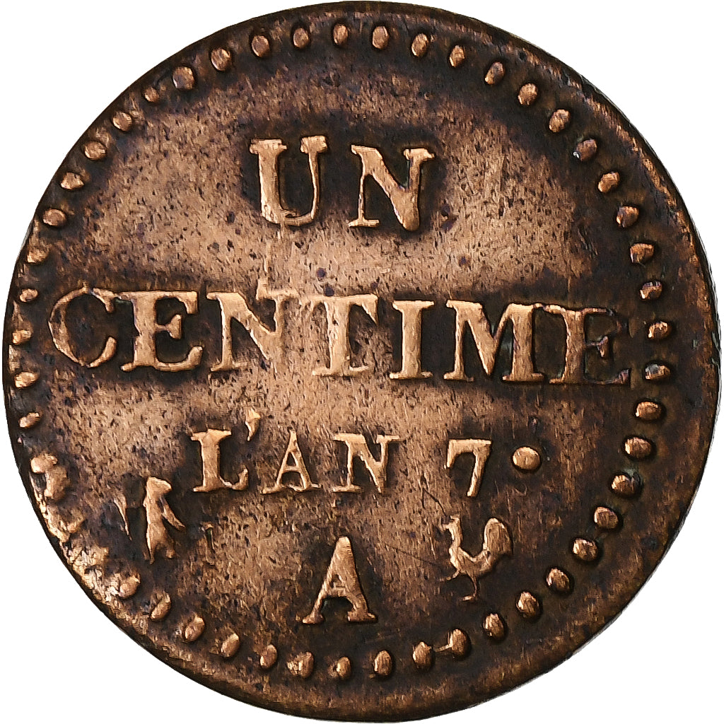 France, Centime, Dupré, AN 7, Paris, Copper, VF(30-35)